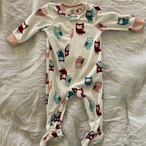 Carter's footie pajamas - 12 months - girls - owl print - fleece